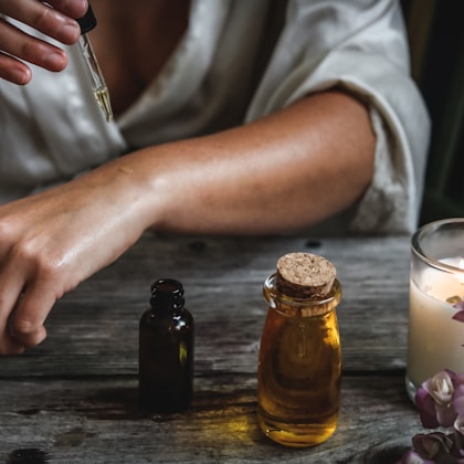 Aromatherapy oils and candle
