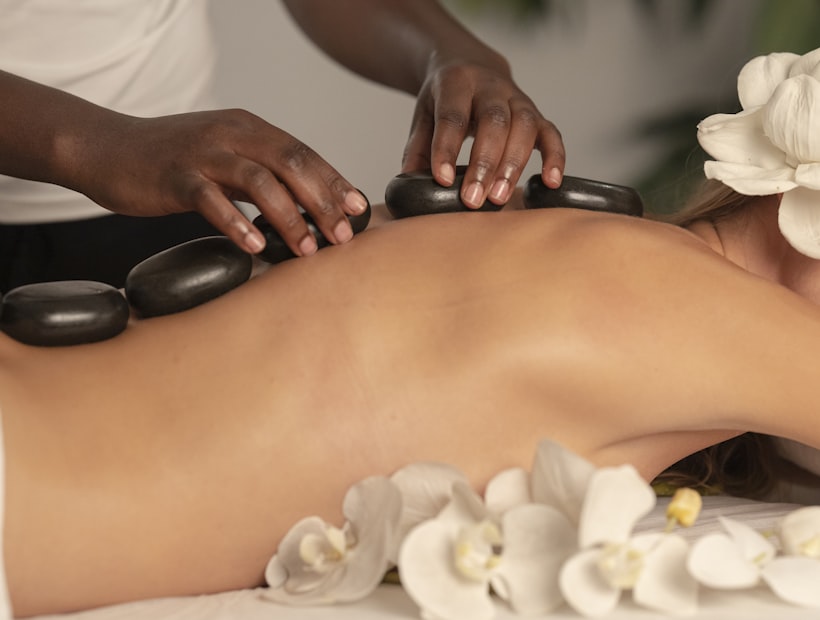 Relaxing hot stone back massage